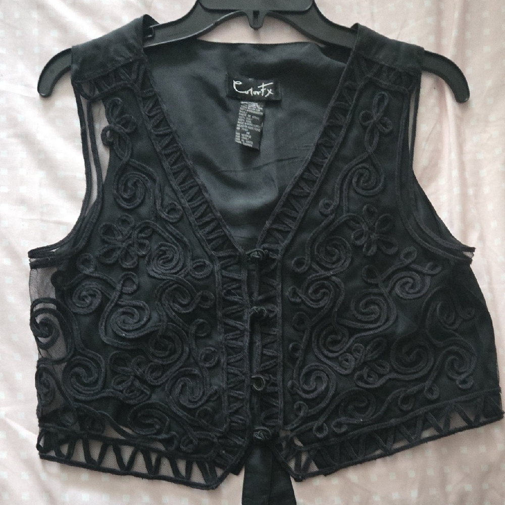 Cato Black Sheer Embroidered Blouse